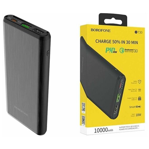 Универсальный дополнительный аккумулятор BOROFONE BT30 PDQC30 power bank 10000 mAh черный 166000₽