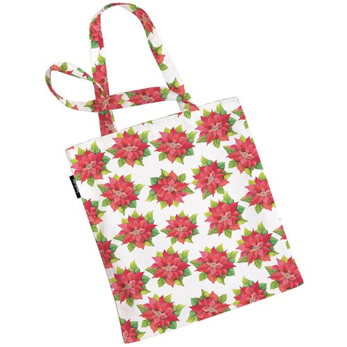 фото Сумка шоппер joyarty "акварельная рождественская звезда", ткань под лен, 35x37x7 см