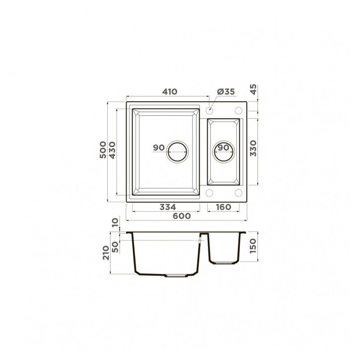 Кухонная мойка Omoikiri Sakaime 60-2-BL Tetogranit/черный - фотография № 3