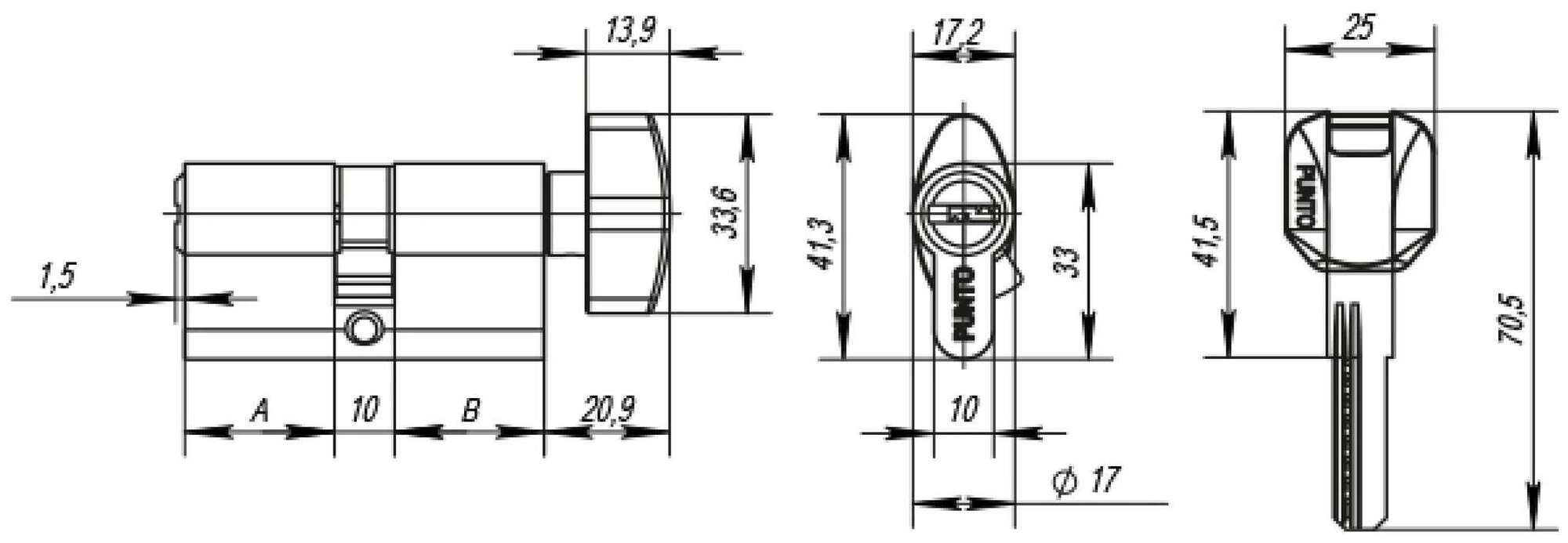 Цилиндровый механизм с вертушкой PUNTO Z402/100 mm (40+10+50) CP хром 5кл. /36185/ - фотография № 2