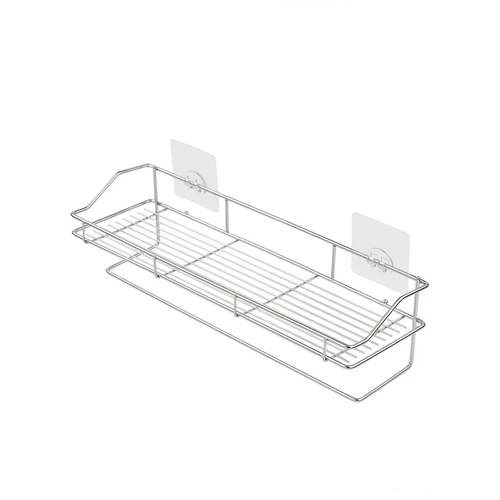 Металлическая полка в ванную для хранения вещей органайзер настенная самоклеющаяся серебренный 1 шт.