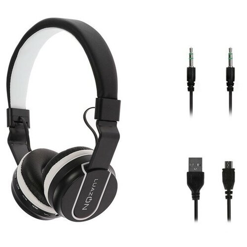 Наушники LuazON HQ-3 беспроводные складные микрофон microSD черно-белые Luazon Home 2534159 161700₽