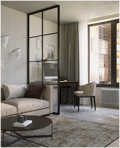 Изображение товара Перегородка 40х250 см межкомнатная LOFT KREL закаленное прозрачное стекло, черный цвет