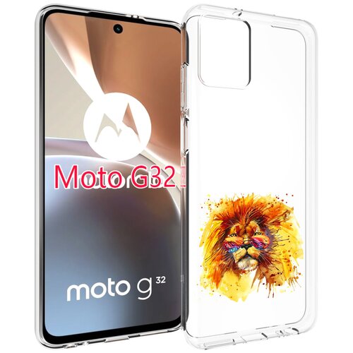 Чехол MyPads лев в очках для Motorola Moto G32 задняя-панель-накладка-бампер чехол задняя панель накладка бампер mypads лев в очках для motorola moto e20 противоударный