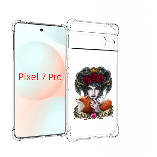 Чехол MyPads девушка с лисой для Google Pixel 7 Pro задняя-панель-накладка-бампер