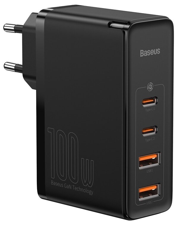 Зарядный комплект Baseus GaN2 Pro Quick Charger 2C+2U, 100 Вт, черный