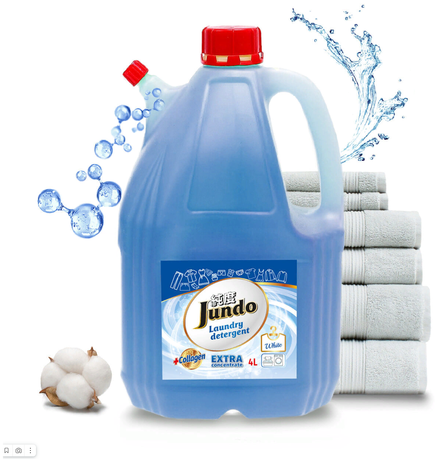 Jundo «White» Концентрированный гель для стирки Белого белья (260 стирок), 4 л