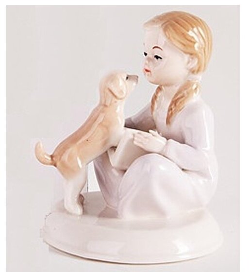 Керамическая фигурка Snowmen Девочка с собакой 10,5 см Рождество