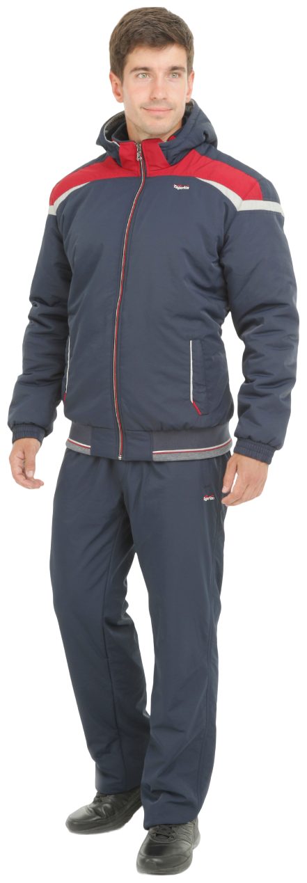 Костюм TAGERTON, олимпийка и брюки, силуэт прямой, капюшон, карманы, подкладка, утепленный, размер 48, синий
