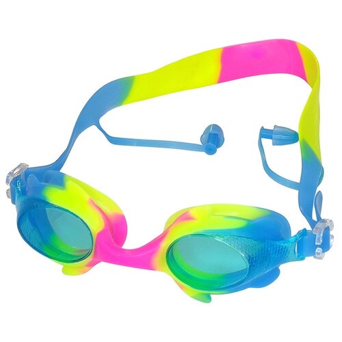 фото Очки для плавания sportex e36857, синий/желтый/розовый