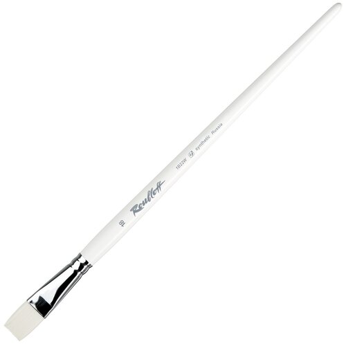 Кисть Roubloff 1В22 синтетика, плоская, длинная ручка, №18, 1 шт., белый