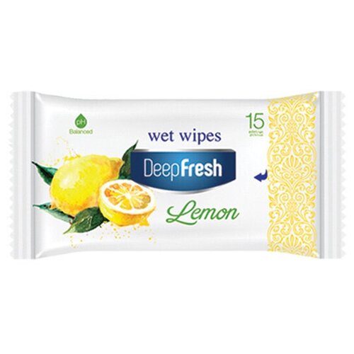 Deep Fresh Унисекс Lemon Wet Wipes Лимон Влажные салфетки 15шт