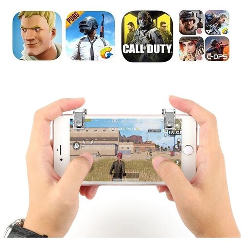 Джойстик для телефона L1R1 R11 / Триггеры для смартфона / Курки для игры в PUBG, Call of Duty / Геймпад беспроводной, кнопки для игр на телефоне new 1pair pubg moible controller gamepad free fire l1 r1 trigger pugb mobile game pad grip l1r1 joystick for iphone android