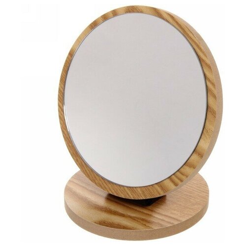 Зеркало настольное в деревянной оправе «High Tech» круг, d-14,5см, высота 16см