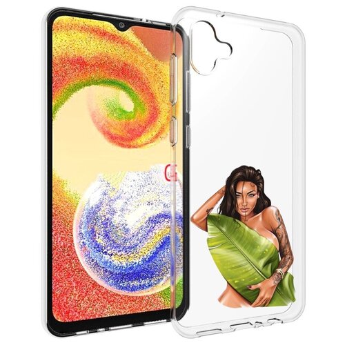 Чехол MyPads девушка-модель-с-большим-листом женский для Samsung Galaxy A04 задняя-панель-накладка-бампер