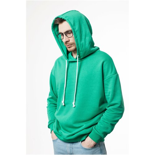 Худи SILVER HANDS, силуэт свободный, средней длины, трикотажное, размер 46, зеленый