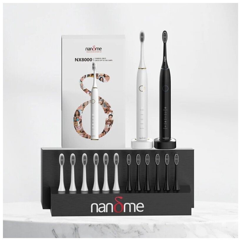 Электрическая зубная щетка Xiaomi Nandme NX8000 Smart Sonic Electric Toothbrush (Black) 12 насадок