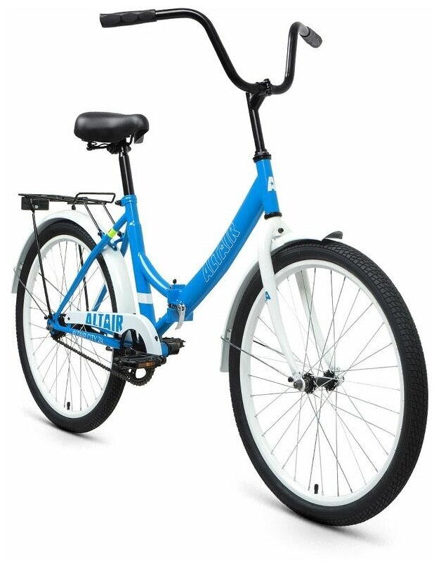 Велосипед ALTAIR CITY 24 (2022) (Велосипед ALTAIR CITY 24 (24" 1 ск. рост. 16" скл.) 2022, голубой/белый, RBK22AL24011)