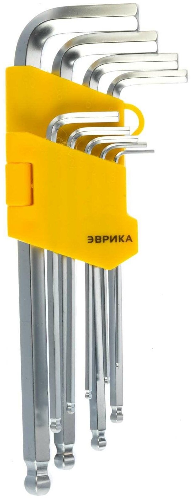Набор ключей шестигранных ER-15109LB: Г-образных удлиненных с шаром 1.5-10мм 9пр. Эврика