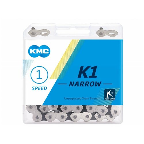 Цепь BMX KMC K1 KOOL, 1-скоростная, 110 звеньев, 1/2x1/8 цепь 5 303795 5 300761 1 2х1 8 110 звеньев 9 4мм k1 wide kool повышенной прочности до 1300кг с замком в пластиковой коробке 1 скорость bmx kmc