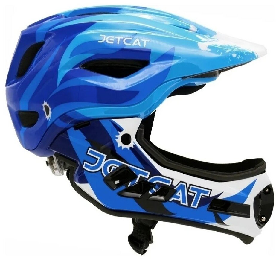 Шлем - JETCAT - Raptor SE - размер "М" (53-58см) - Blue / White - FullFace - защитный - велосипедный - велошлем - детский