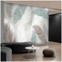 Фотообои флизелиновые с виниловым покрытием VEROL "Перья 3D", 2.7х3 м, моющиеся обои на стену, декор для дома