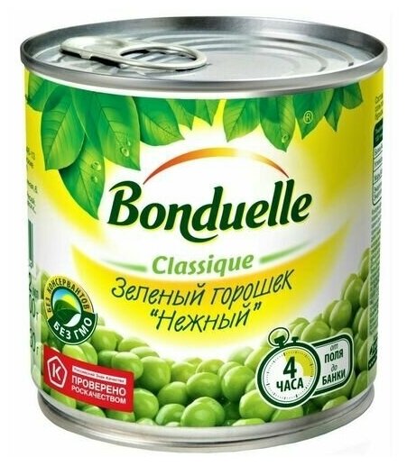 Горошек Bonduelle "Нежный" 400г, 12шт в упаковке