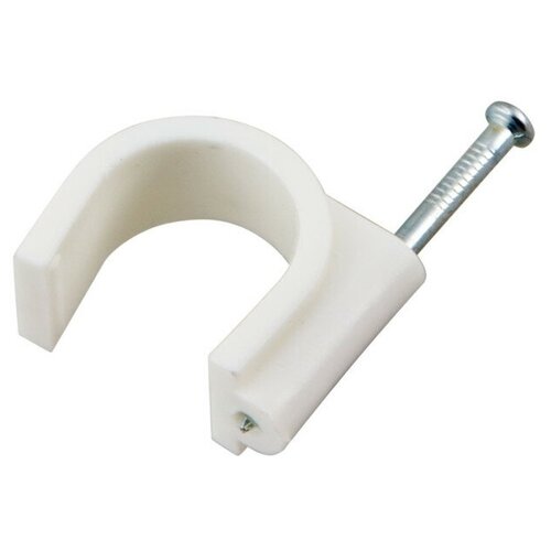 Скоба для крепления кабеля круглая 10мм 20 штук белая 449₽