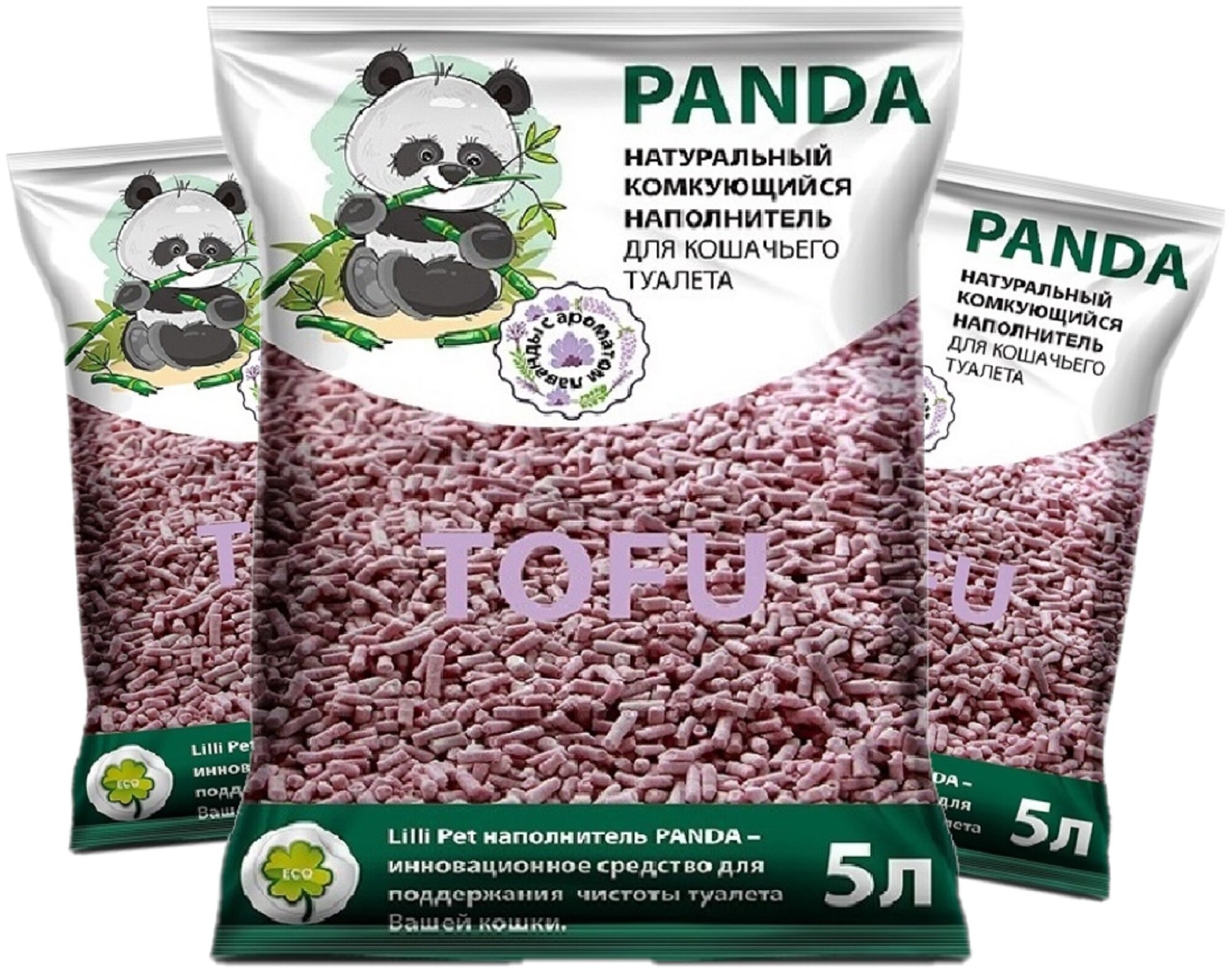 Наполнитель Panda из Тофу с ароматом лаванды 15л - фотография № 1