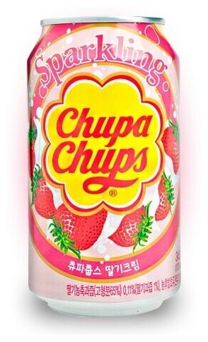 Напиток Chupa Chups Sparkling Strawberry 0.345л Упаковка 24 шт - фотография № 2
