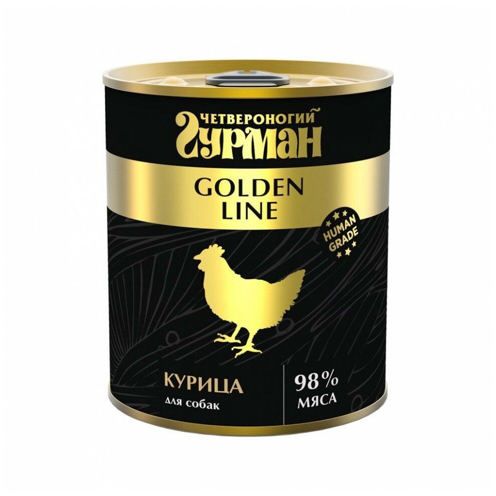 Четвероногий гурман GOLDEN LINE для взрослых собак с курицей натуральной в желе (340 гр х 12 шт)