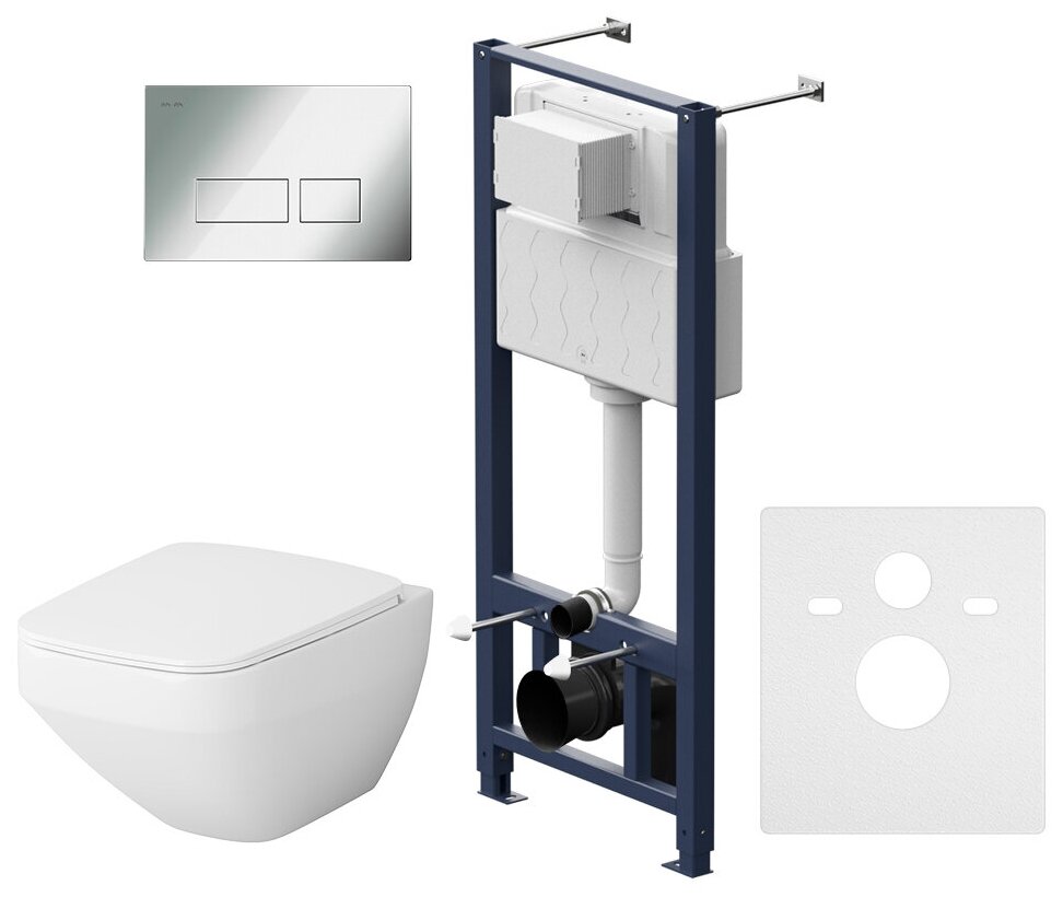 Инсталляция в комплекте с унитазом Am.Pm Inspire V2.0 c клавишей и сиденьем микролифт IS47051.50A1700