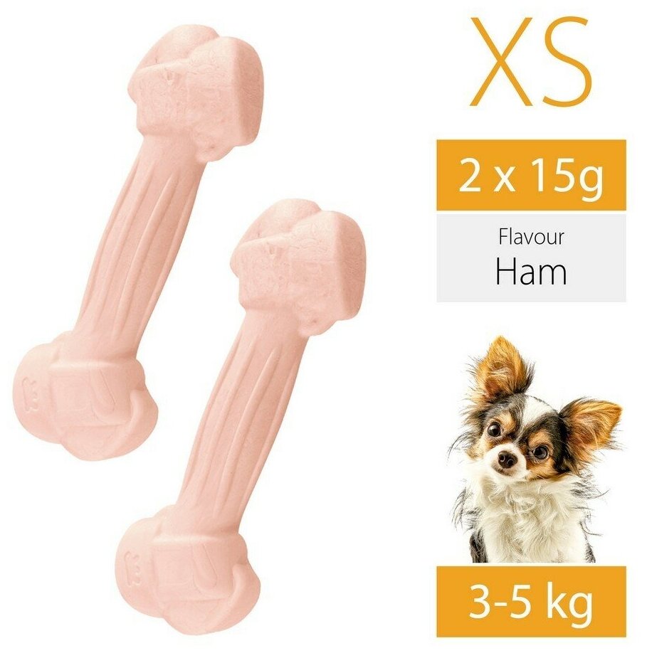 Ferplast Жевательная игрушка для собак со вкусом ветчины GoodBite Natural BAG Ham XS 8,2см/15г*2 - фотография № 9