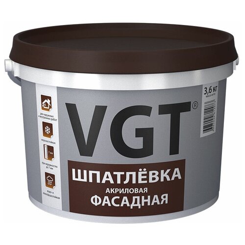 VGT шпатлевка фасадная акриловая, водостойкая, малоусадочная (50кг)* шпатлевка акриловая фасадная водостойкая 1 5 кг