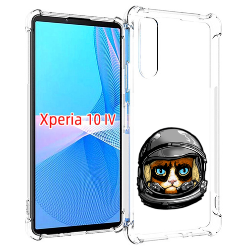 Чехол MyPads кот космонавт для Sony Xperia 10 IV (10-4) задняя-панель-накладка-бампер чехол mypads зеленый кот для sony xperia 10 iv 10 4 задняя панель накладка бампер