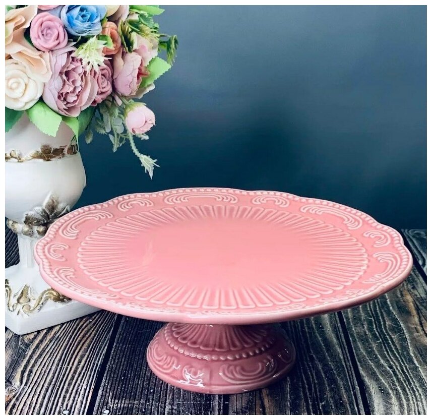 фото Тортовница 28 см на ножке БАВАРИЯ в под. уп. Керамика 110462 118-110462