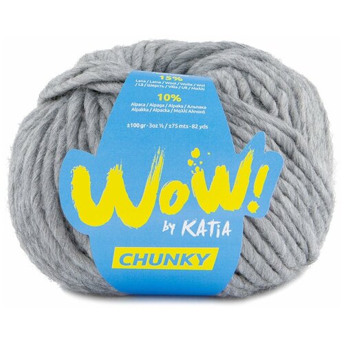 Пряжа для вязания Katia Wow-Chunky, 75% акрил, 15% шерсть, 10% альпака пряжа katia wow chunky 51 светло серый