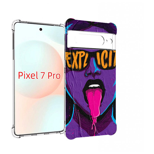 Чехол MyPads фиолетовая-девушка-в-очках женский для Google Pixel 7 Pro задняя-панель-накладка-бампер