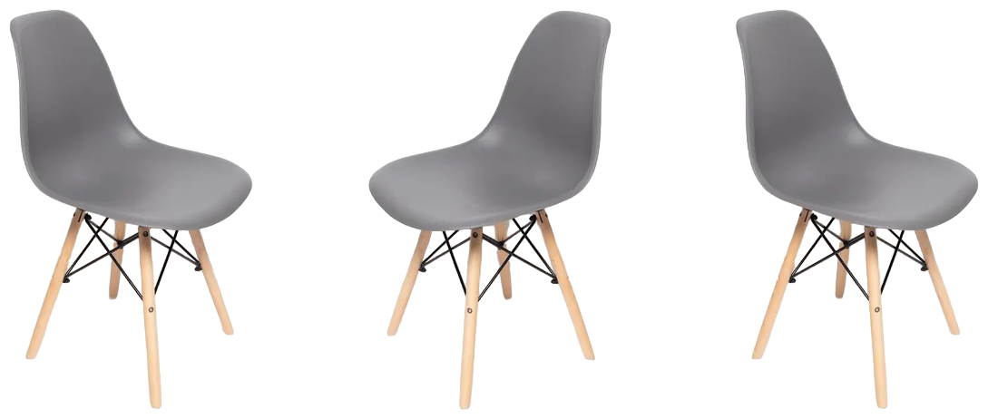 Комплект стульев для кухни из 3-х штук Eames SC - 001 серый, пластиковый