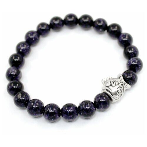 фото Браслет-нить handinsilver ( посеребриручку ) браслет из синего авантюрина 8мм и рыбой, авантюрин, 1 шт., размер 21 см, диаметр 8 см, синий