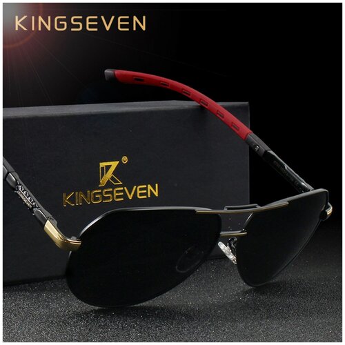 Солнцезащитные очки KINGSEVEN KINGSEVEN 121, черный солнцезащитные очки kingseven круглые складные поляризационные с защитой от уф коричневый