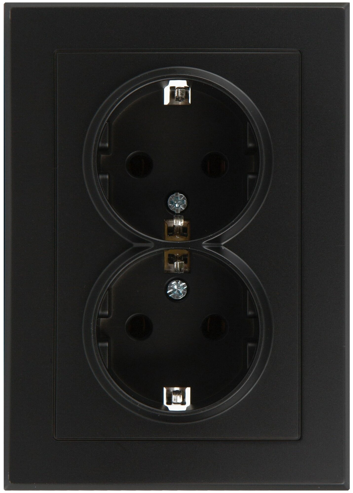 фото Розетка двойная встраиваемая Lexman Виктория с заземлением, цвет чёрный бархатный