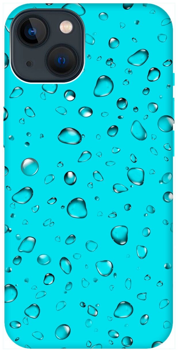 Силиконовый чехол на Apple iPhone 14 / Эпл Айфон 14 с рисунком "Rain" Soft Touch мятный