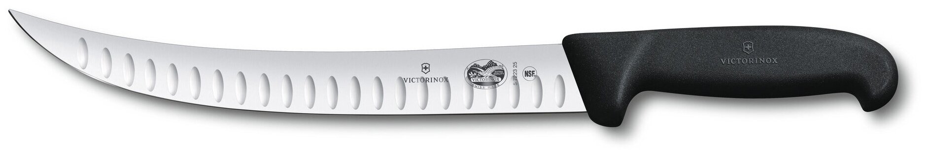 Кухонные ножи и ножницы VICTORINOX Нож кухонный Victorinox Fibrox (5.7223.25) стальной разделочный лезв.250мм прямая заточка черный