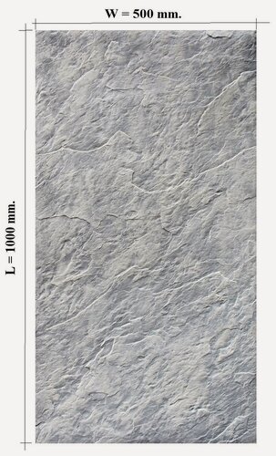 Изображение товара Серо-белый гибкий камень ZIKAM с рельефом природного сланца. 1 лист 100х50см. Полумат лак. Для стен, потолков и мебели.