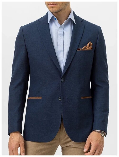 Пиджак Marc de Cler, силуэт прилегающий, однобортный, размер 176-58, синий
