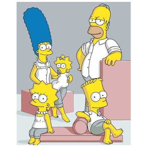 Картина по номерам на холсте на деревянном подрамнике Simpsons Симпсоны: Семья в белом, Раскраска 40x50 см, Мультфильмы картина по номерам на холсте на деревянном подрамнике simpsons симпсоны семья на диване 2 раскраска 40x60 см мультфильмы