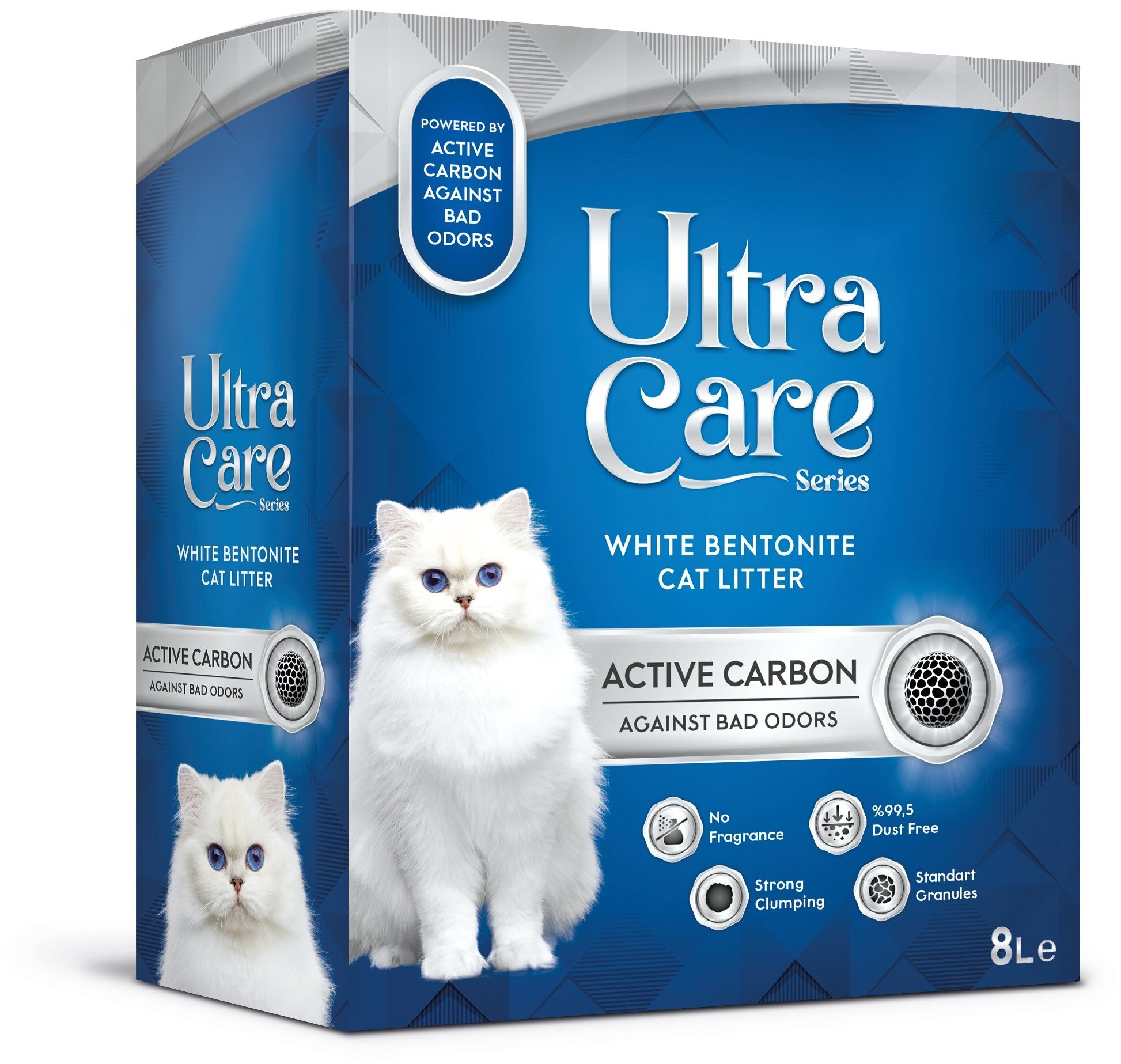 ULTRA CARE Active Carbon, Комкующийся наполнитель для кошачьего туалета, с активированным углем, аромат лаванды, 8л - фотография № 1