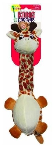 Игрушка для собак KONG Danglers Жираф с шуршащей шеей (RD12E), белый/бежевый - фотография № 4