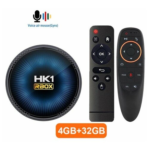 Медиаплеер HK1 RBOX W2 с голосовым аэропультом Андроид11.0 двойной Wi-Fi блютуз HD 4K телевизионная приставка Четырехъядерный 4ГБ + 32ГБ